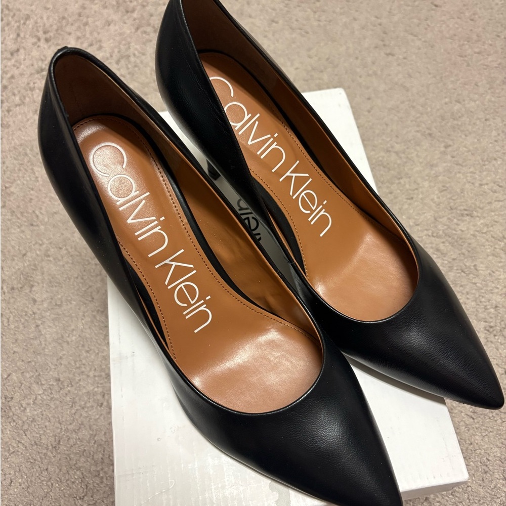 Calvin Klein Black Leather 4” Heels